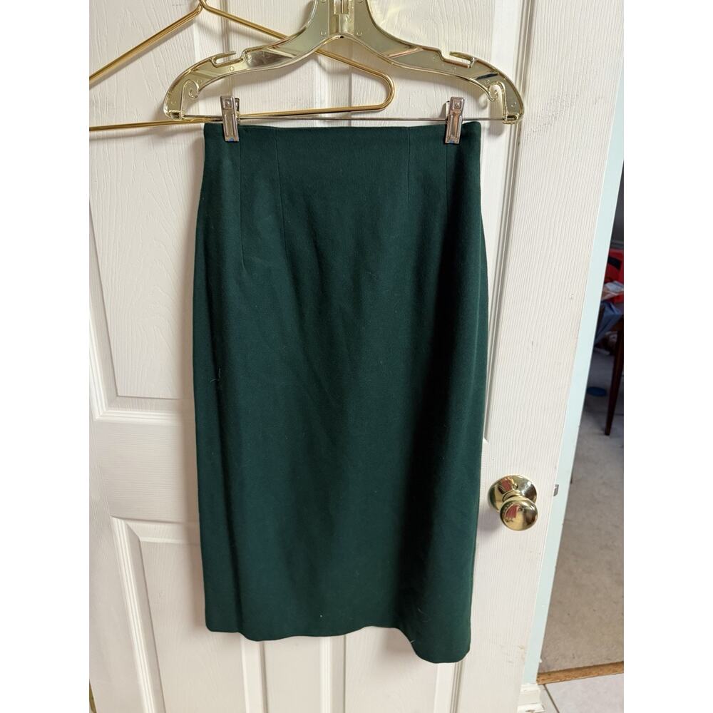 Savanna VTG 100% Wool Elegant Green Pencil Midi Skirt Sz Med 6 26x30 70s 80s